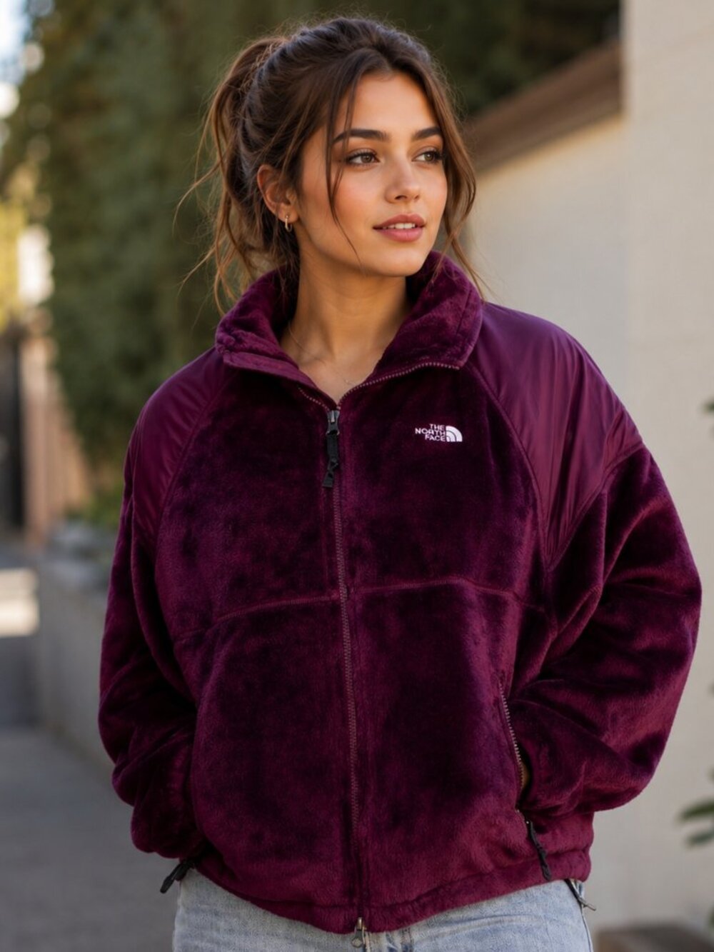 THE NORTH FACE TNF Boysenberry Versa Velour Fleece Full Zip Jacket Sz S-M